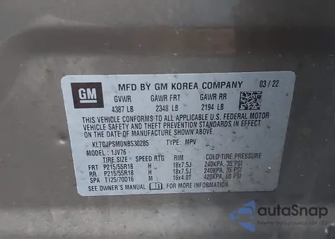 2022 Chevrolet Trax Awd Lt from USA, damaged, VIN KL7CJPSM0NB530285